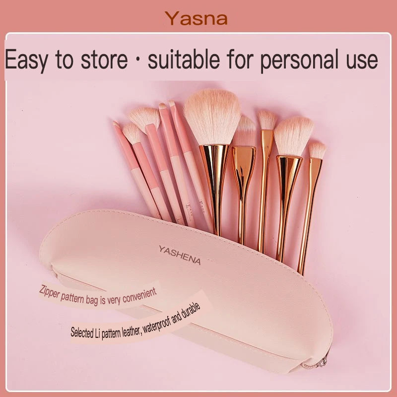 10-Pc Goat Hair Makeup Brush Set | Ultra-Soft Gift Box Makeup Brush Set QXL