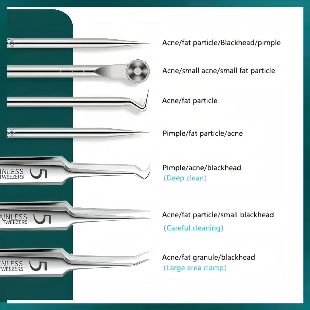 8-Pc Stainless Steel Blackhead & Acne Extractor Tool Kit Acne Extractor Kit QXL