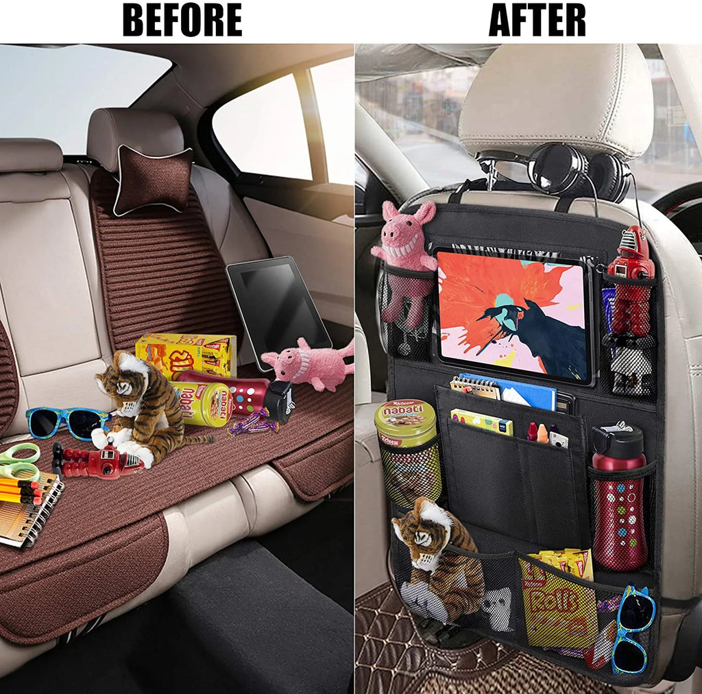 Car Seat Back Kick Protector & Storage Bag with Tablet Pocket Car Seat Organizer QXL