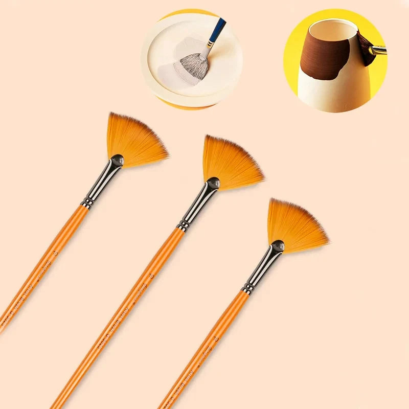 Fan Brush for Pottery & Ceramics | Nylon Glaze Painting Brush Pottery Painting Brush QXL