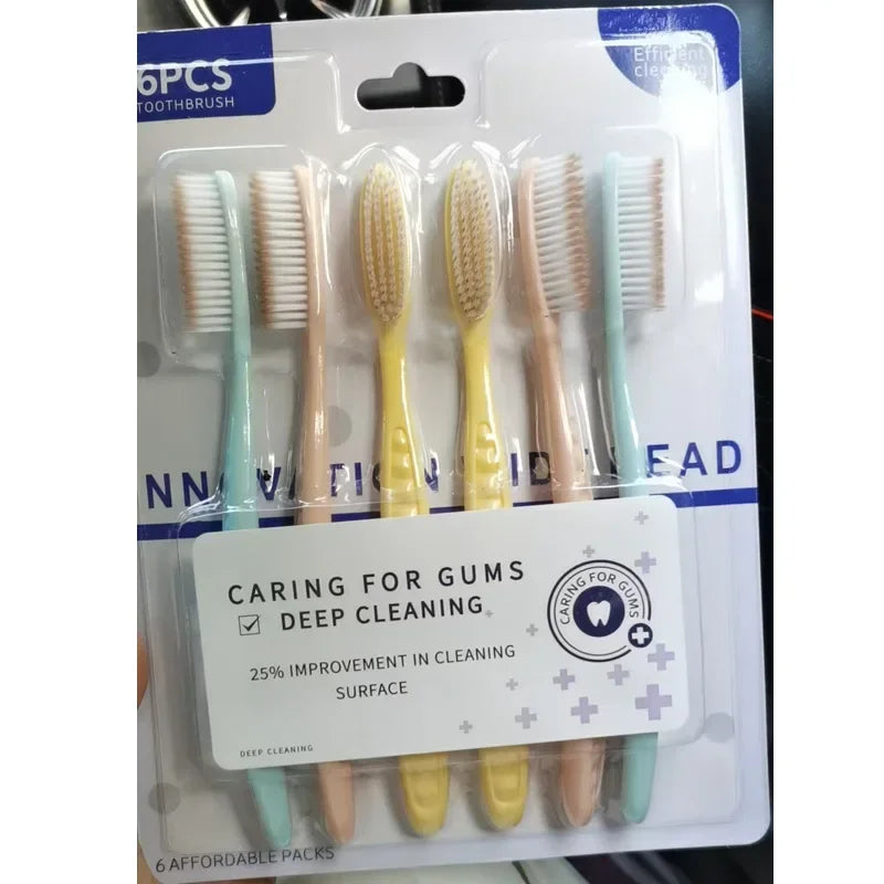 6-Pack Ultra-Soft Microfiber Manual Toothbrush Set for Adults Manual Toothbrush Set QXL