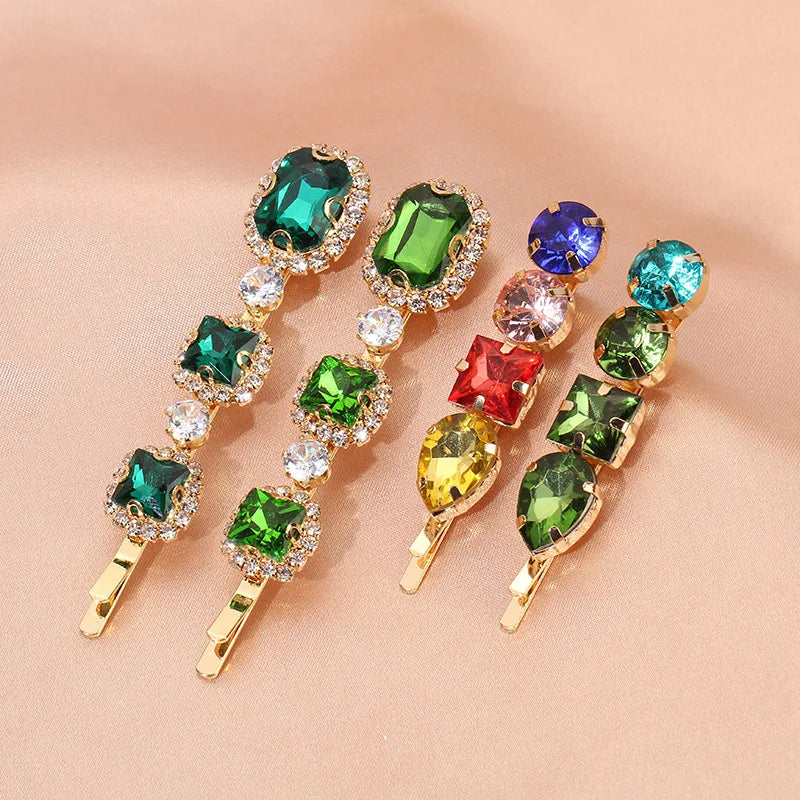 Rhinestone Pearl Hair Clip | Korean Vintage Green Barrette Hair Barrette Clip QXL