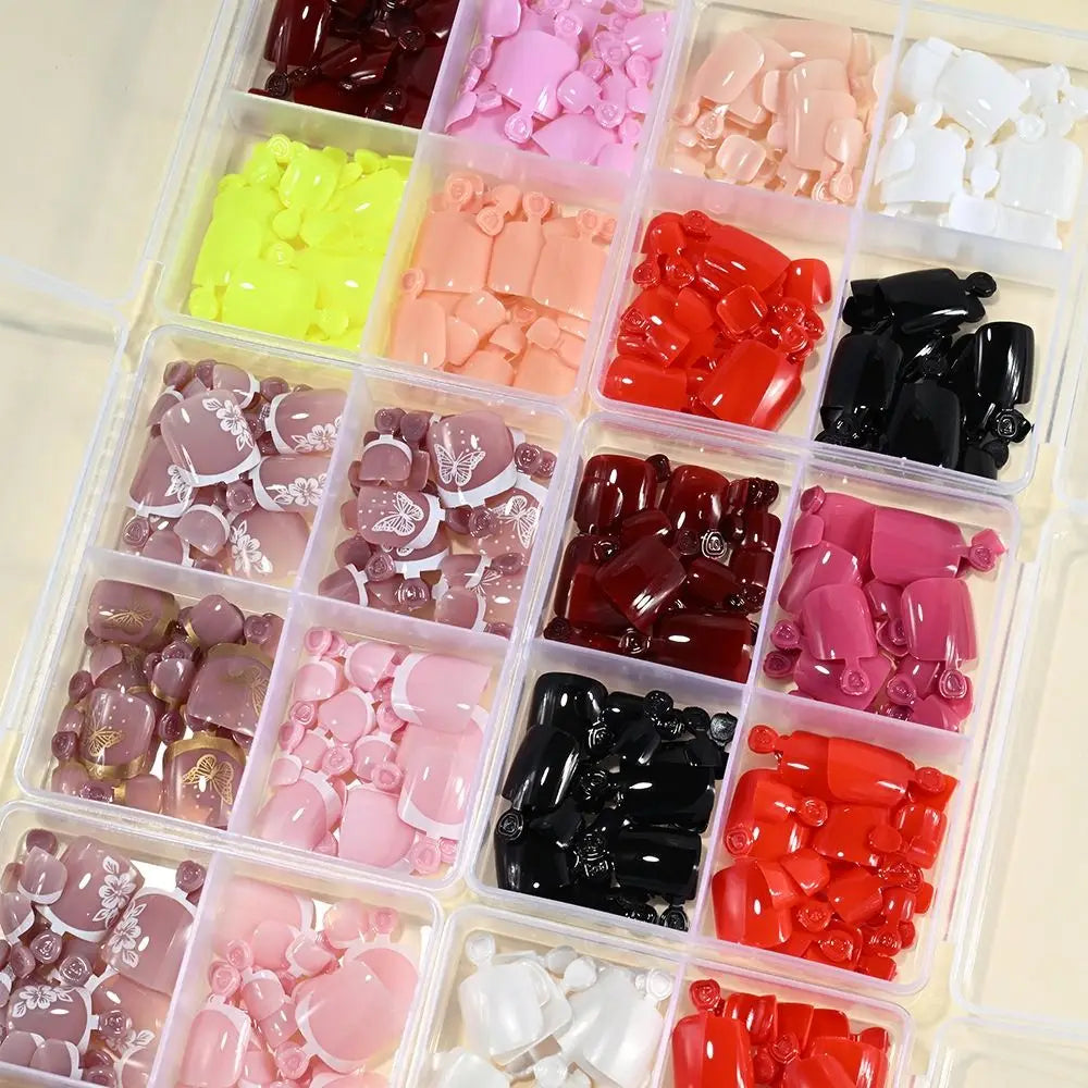 Short Square Full Cover False Toenail Tips – 96/144/288 Pcs False Toenail Tips QXL