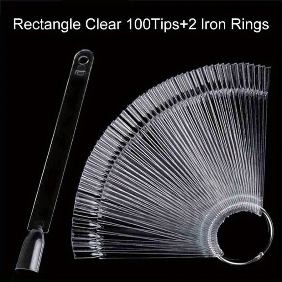 100-Pc Clear Nail Swatches Color Chart & Display Palette Stand Nail Swatch Display QXL Rectangle 100PCS