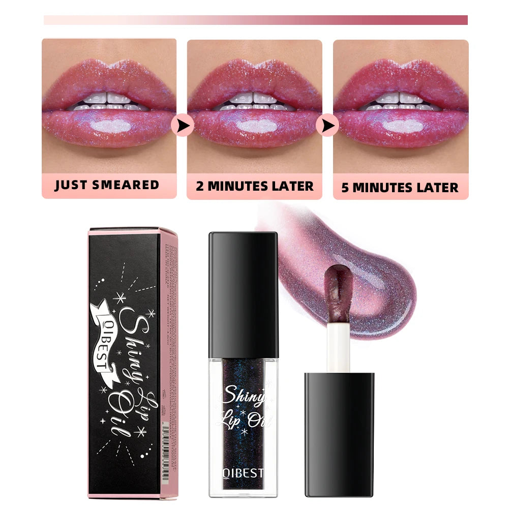 QIBEST Color-Changing Mirror Lip Gloss Oil | Shiny Tinted Balm Lip Gloss Oil QXL shiny lip oil
