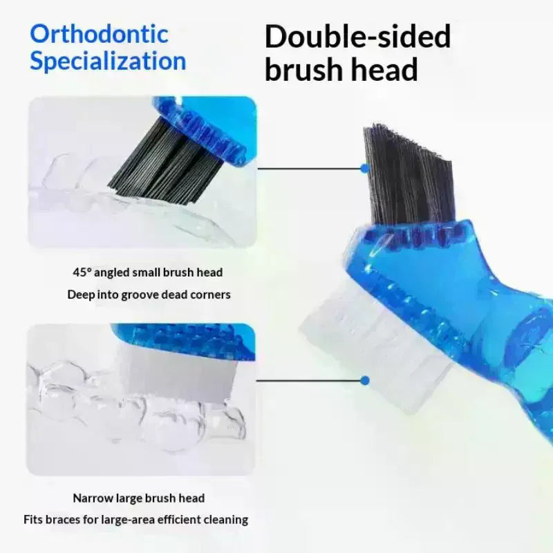 Dual-Head Denture Cleaning Brush | Braces & False Teeth Denture Cleaning Brush QXL
