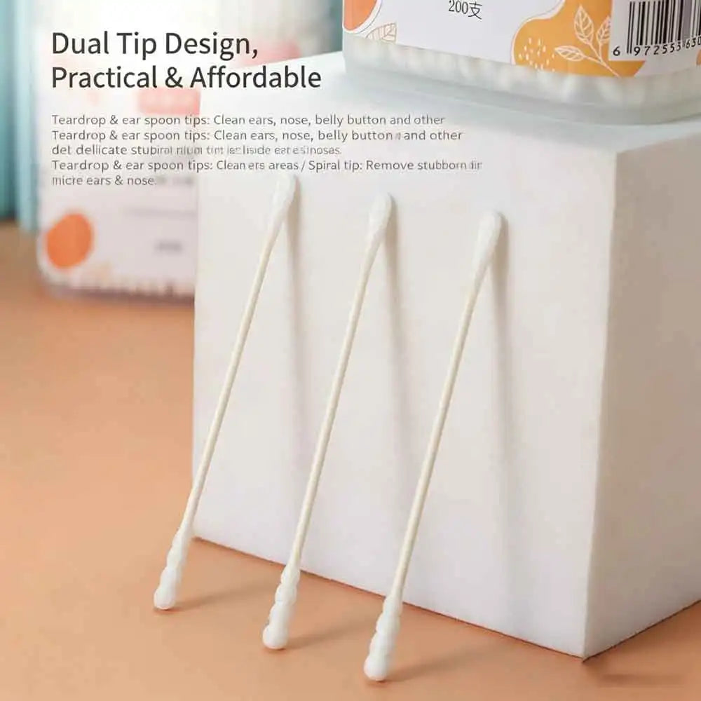 Baby Cotton Swabs 400-Pack | Organic, Safe & Biodegradable Baby Cotton Swabs QXL