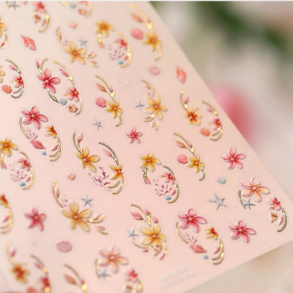 5D Floral & Ocean Nail Art Stickers | Self-Adhesive Decals Nail Art Stickers QXL