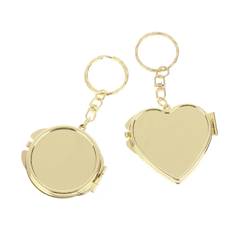 Mini Folding Makeup Mirror Keychain | Double-Sided Metal Compact Makeup Mirror QXL