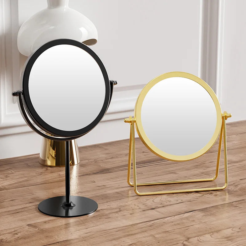 360° Rotating Desktop Vanity Mirror | Iron Frame, Gold & Black Desktop Vanity Mirror QXL