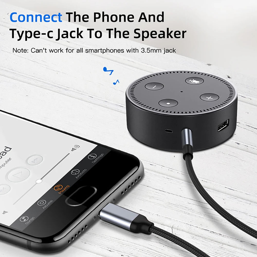 USB-C to 3.5mm AUX Audio Adapter Cable with DAC USB-C Audio Adapter QXL