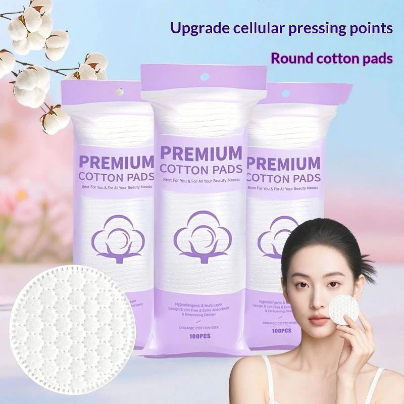 Pearl Notched Cotton Pads | Soft Disposable Makeup Remover Rounds Makeup Remover Pads QXL