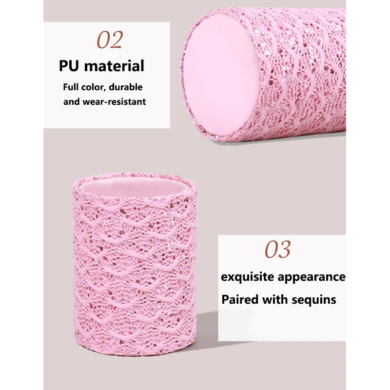 Sequin Makeup Brush Holder Cylinder | Vanity Storage Bucket Makeup Brush Holder QXL