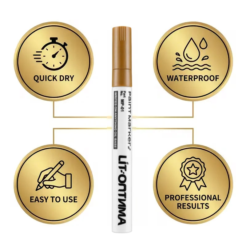 2-Pack Gold Stone Marker | Oil-Based Fine Tip for Granite & Marble Stone Marker Pen QXL