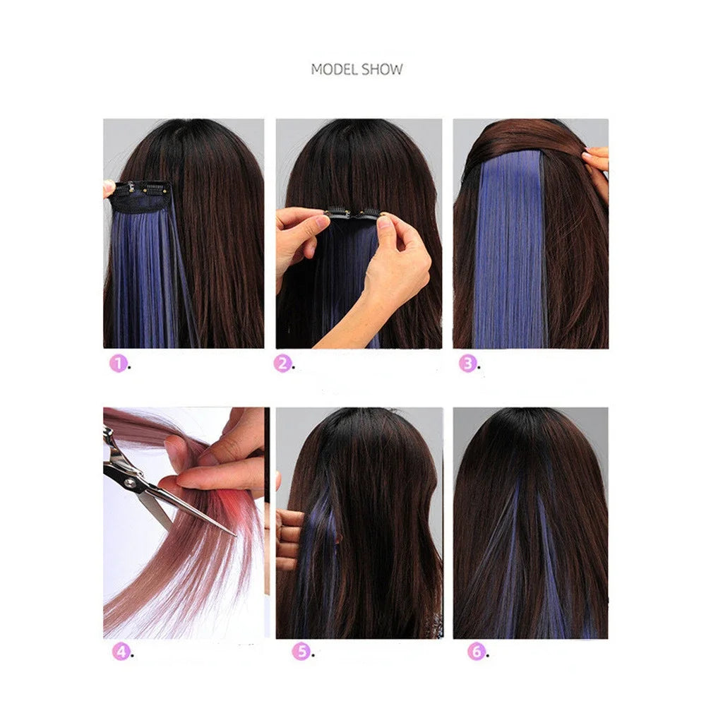 60cm Clip-In Synthetic Hair Extension | Long Straight Hairpiece Clip-In Hair Extension QXL