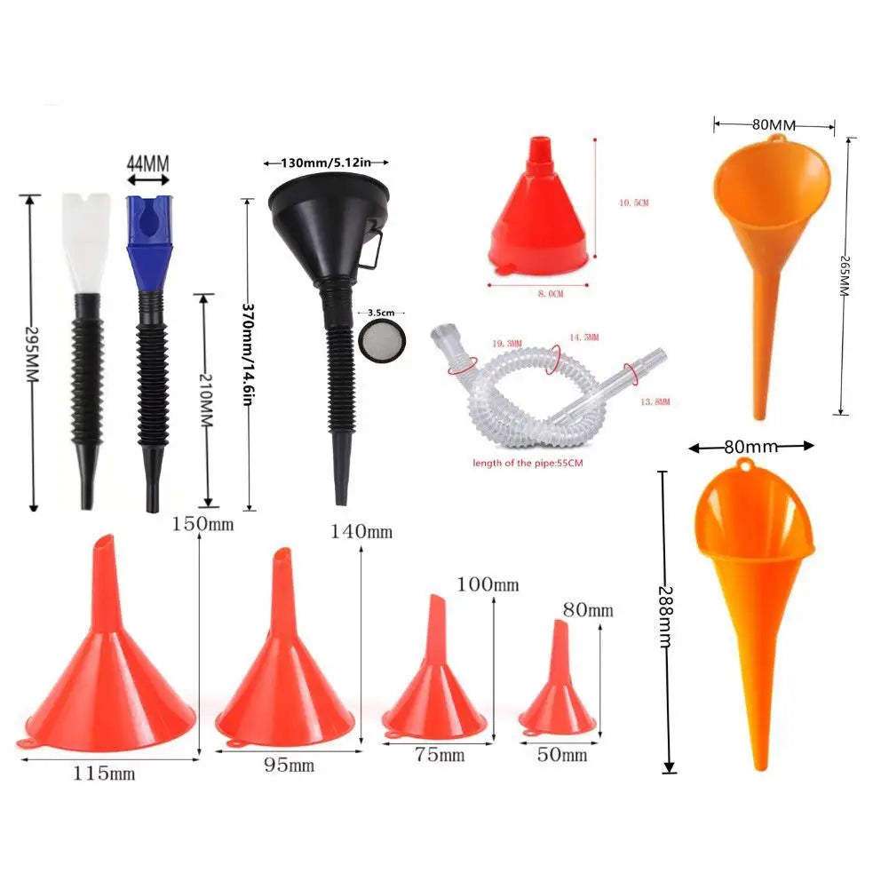 Flexible Right Angle Oil Filling Funnel Set | Wide Mouth Automotive Oil Funnel QXL
