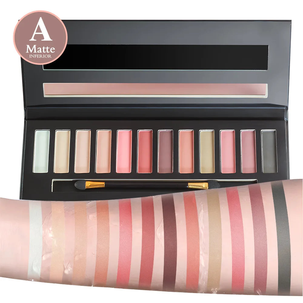 Fit Colors 12-Shade Matte & Shimmer Eyeshadow Palette | Contour Blush Eyeshadow Palette QXL A Matte INFERIOR 12g