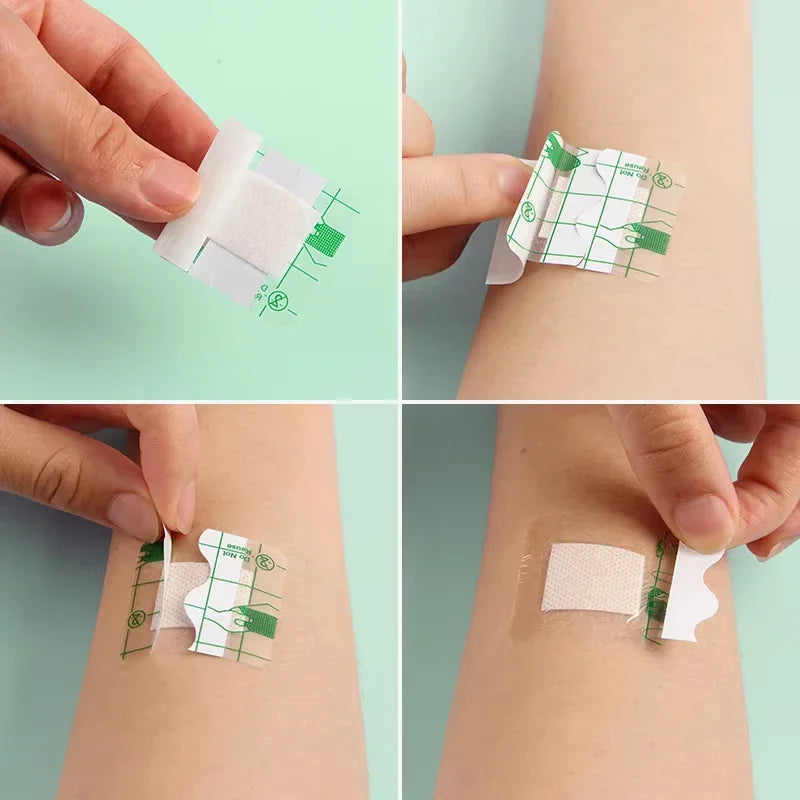 50-Pack Waterproof Transparent PU Square Bandage Stickers 38x38mm Adhesive Bandage Stickers QXL