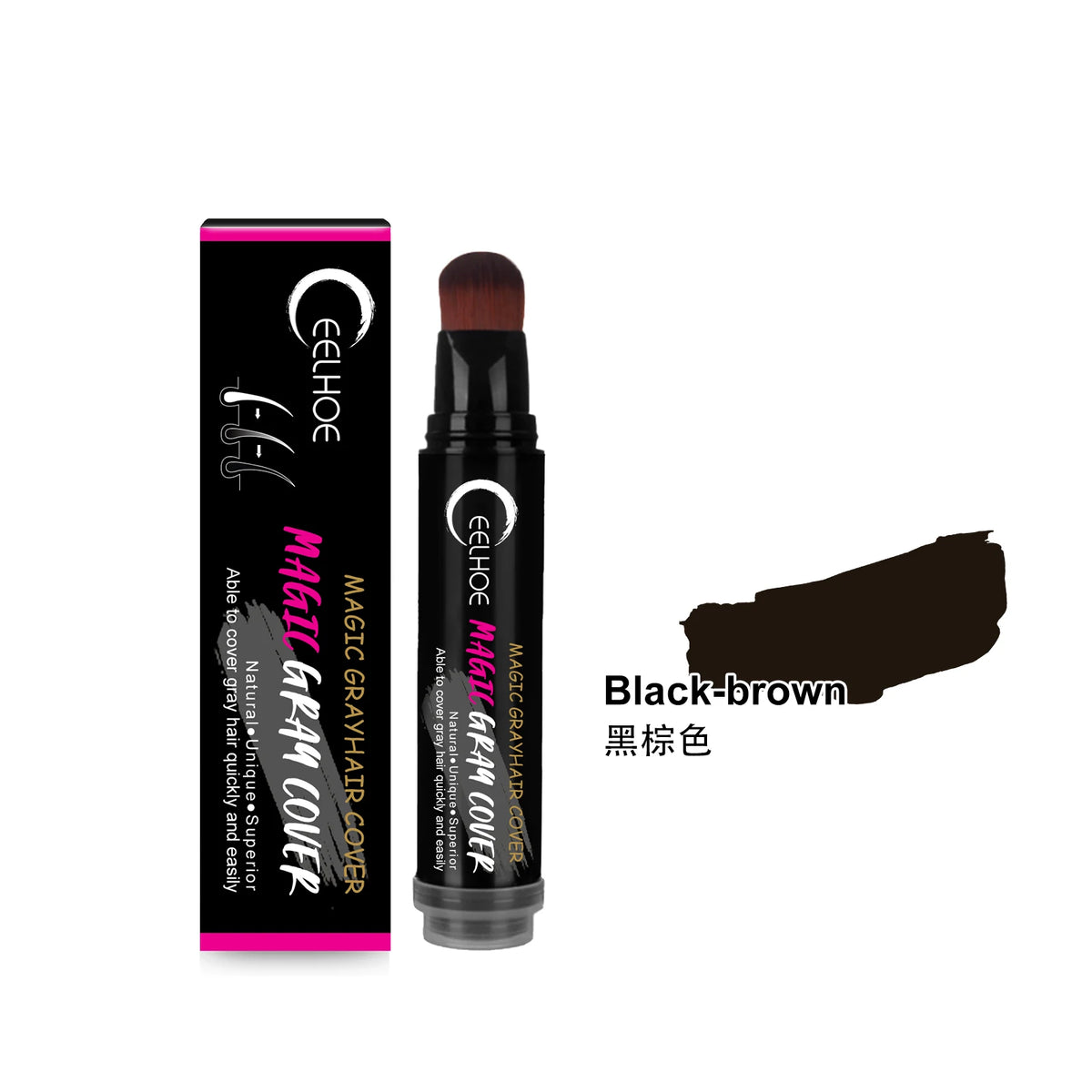 EELHOE Hair Color Stick – Instant Gray Root Coverage Pen Temporary Hair Color QXL Black Brown 1PCS