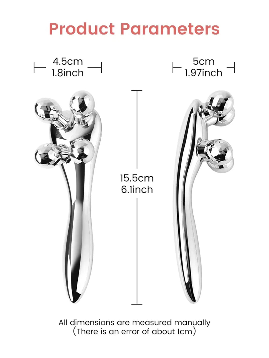 4D Y-Shape Facial Roller | Face, Eye & Neck Massager Silver Facial Massage Roller QXL