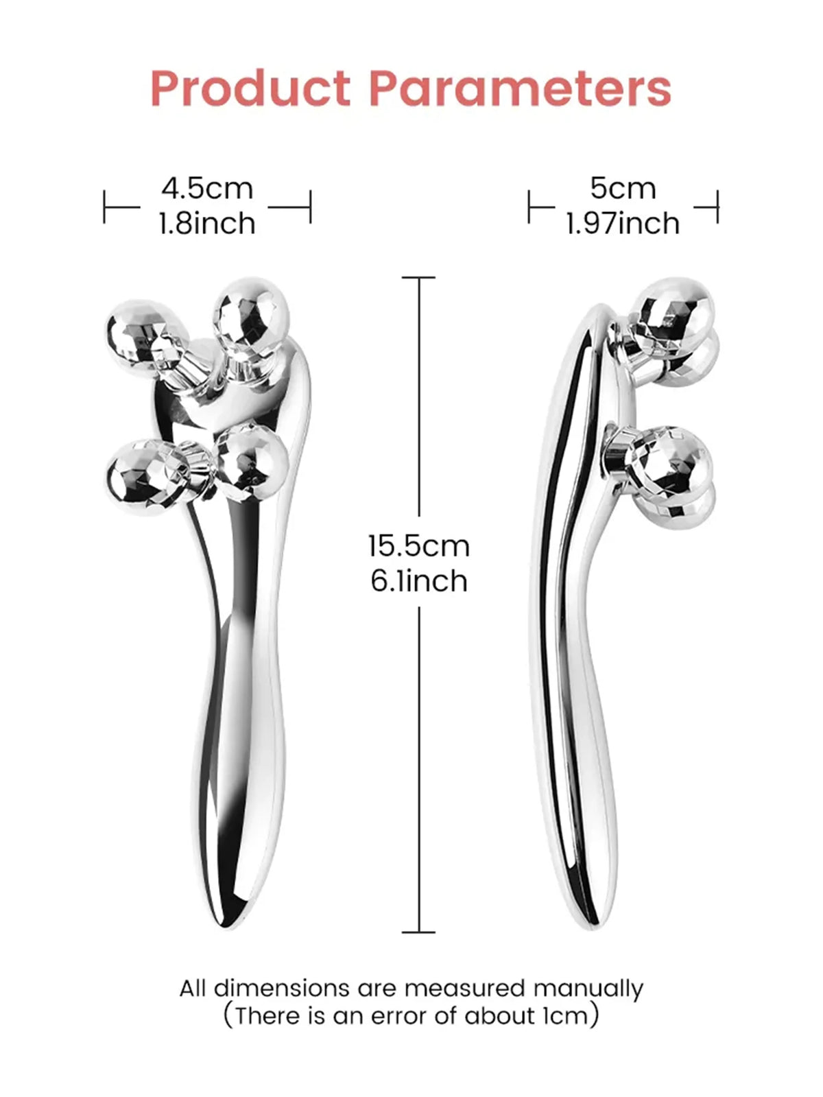 4D Y-Shape Facial Roller | Face, Eye & Neck Massager Silver Facial Massage Roller QXL