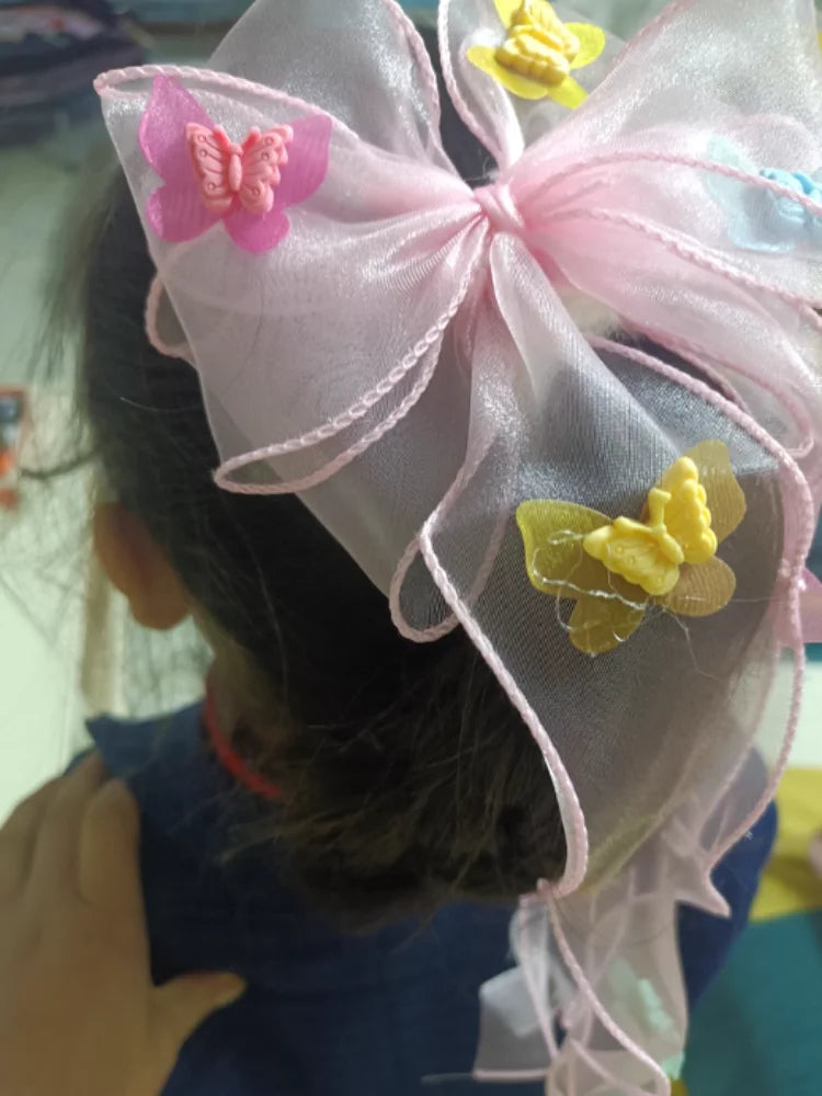 Chiffon Bow Mesh Butterfly Hair Clip for Girls & Women Bow Hair Clip QXL