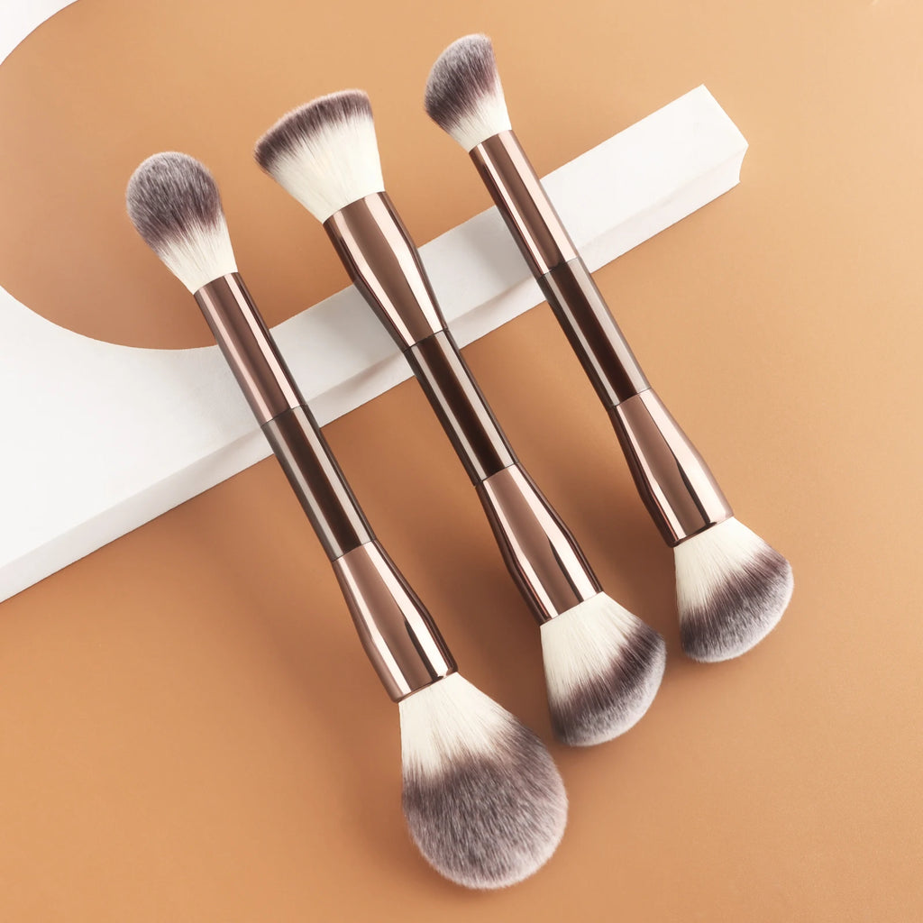 Ronshadow 3-Pc Double-Ended Makeup Brush Set | Powder & Blush Makeup Brush Set QXL