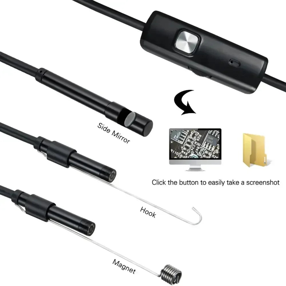7mm Type-C Borescope Inspection Camera | IP67 6-LED USB Borescope Inspection Camera QXL