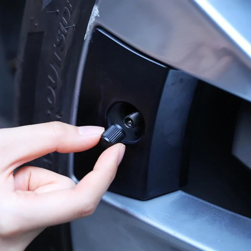 Black Plastic Tire Valve Dust Caps – Universal Car & Bike Fit Tire Valve Caps QXL