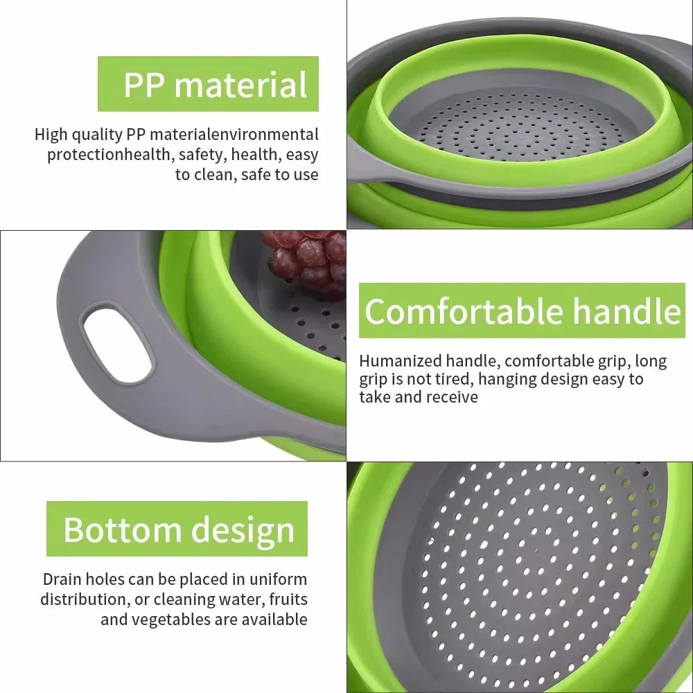 Collapsible Silicone Colander | Foldable Fruit & Veggie Strainer Collapsible Colander QXL
