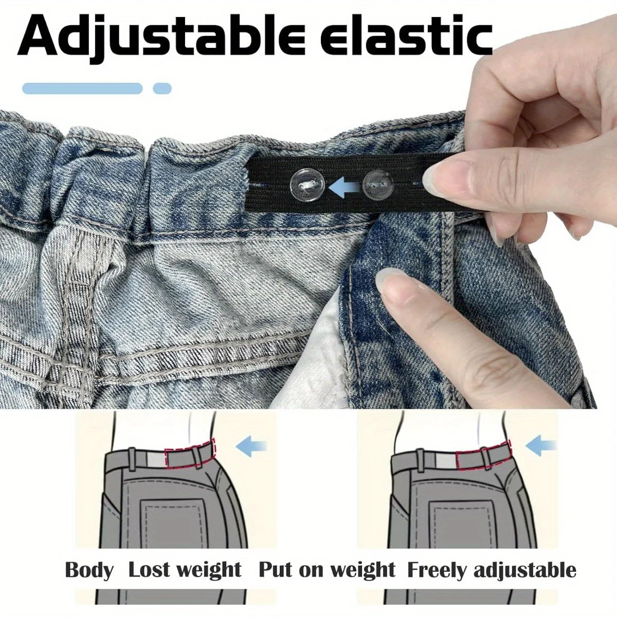Invisible Belt Tightener & Trouser Buckle Adjuster 2-Piece Set Waistband Adjuster QXL