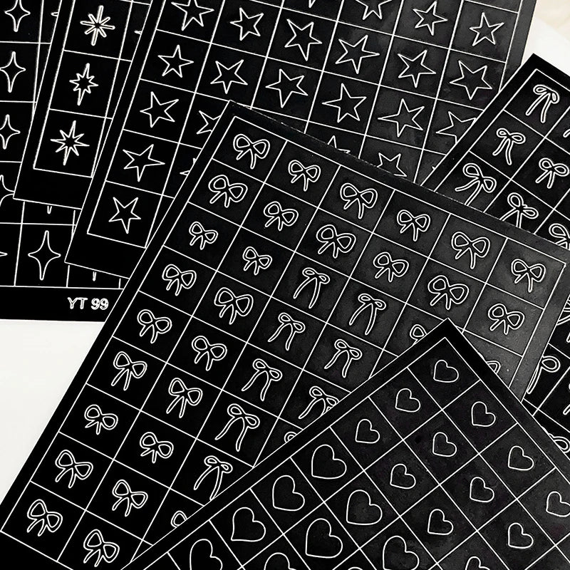Airbrush Nail Stencils – Hearts, Bows & Stars Hollow Templates Nail Art Stencils QXL