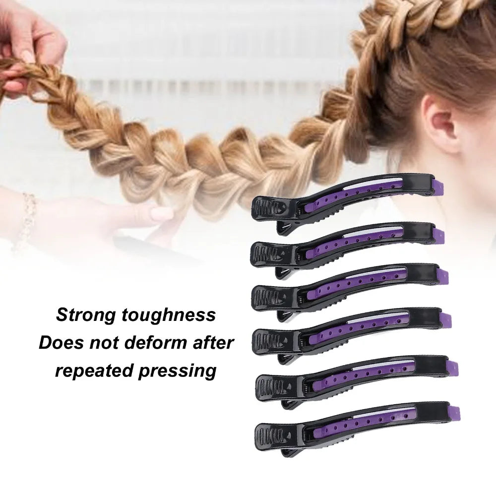 6-Pack Non-Slip Duckbill Sectioning Hair Clips | Black & Purple Sectioning Hair Clips QXL