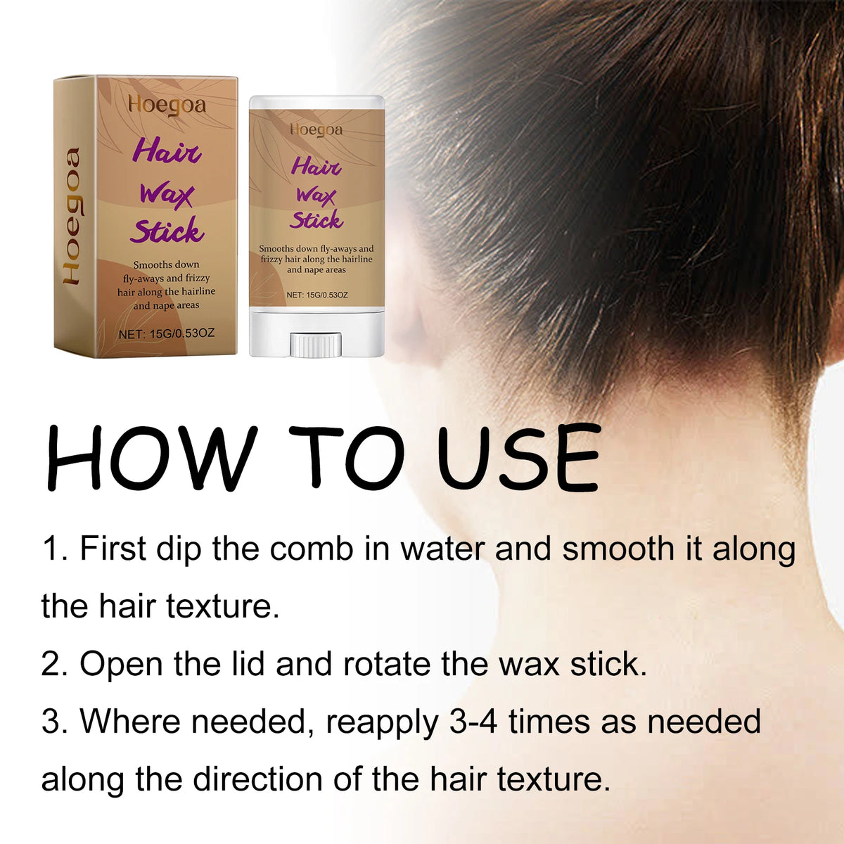 HOEGOA Beeswax Hair Wax Stick | Anti-Frizz & Flyaway Control Hair Wax Pomade QXL