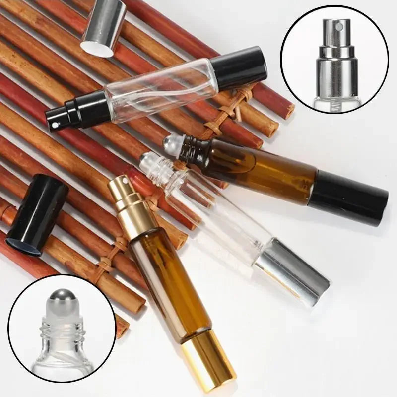 10ml 2-in-1 Refillable Perfume Roller & Mist Spray Glass Bottle Perfume Atomizer QXL