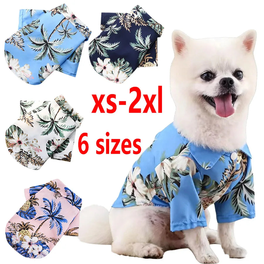Hawaiian Print Dog & Cat T-Shirt | Summer Vest 4 Colors 6 Sizes Pet Summer Shirt QXL