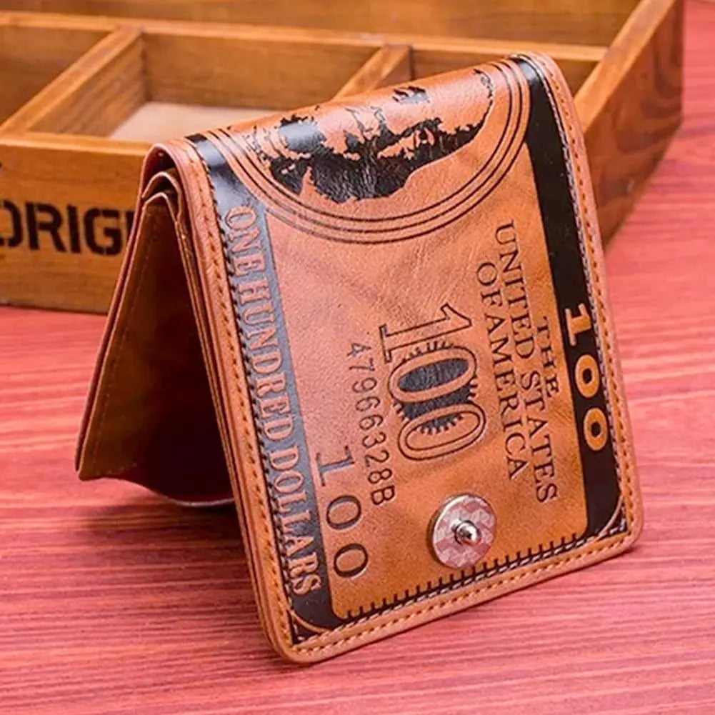 Men's PU Leather Bifold Wallet | Magnetic Buckle & Card Slots Men's Bifold Wallet QXL