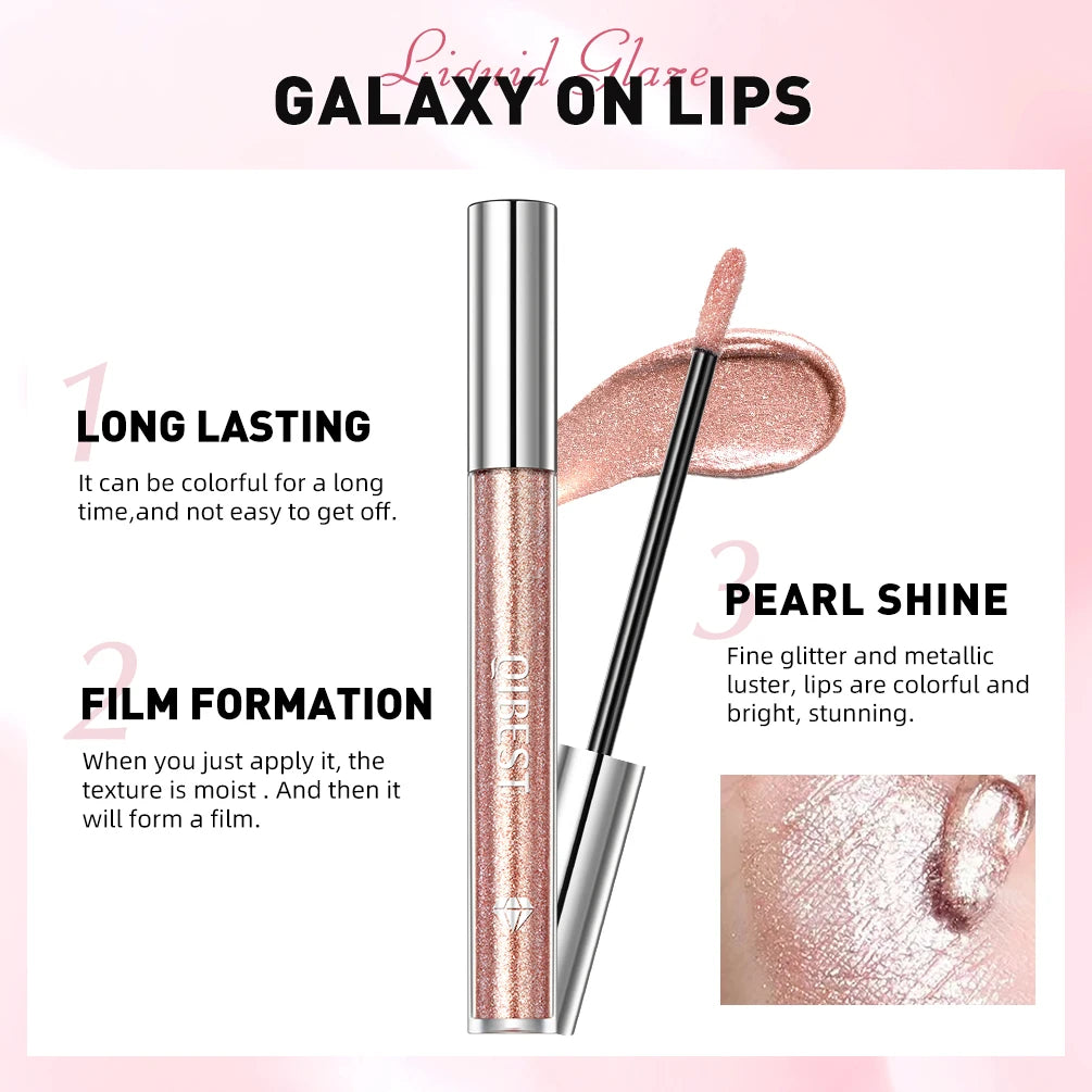 QIBEST Diamond Glitter Lip Gloss – Waterproof Pearl Metallic Glitter Lip Gloss QXL