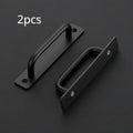 Black Aluminum Barn Door Pull Handle with Plate | Sliding Door Door Pull Handle QXL Black