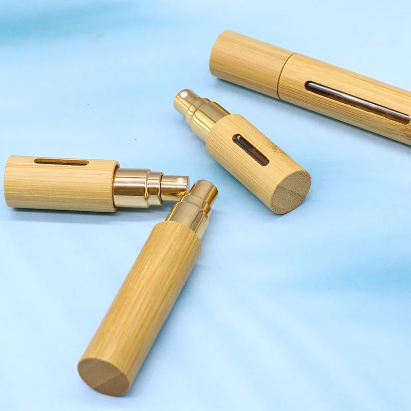 5ml & 10ml Bamboo Wood Refillable Spray Atomizer Bottle Refillable Atomizer Bottle QXL