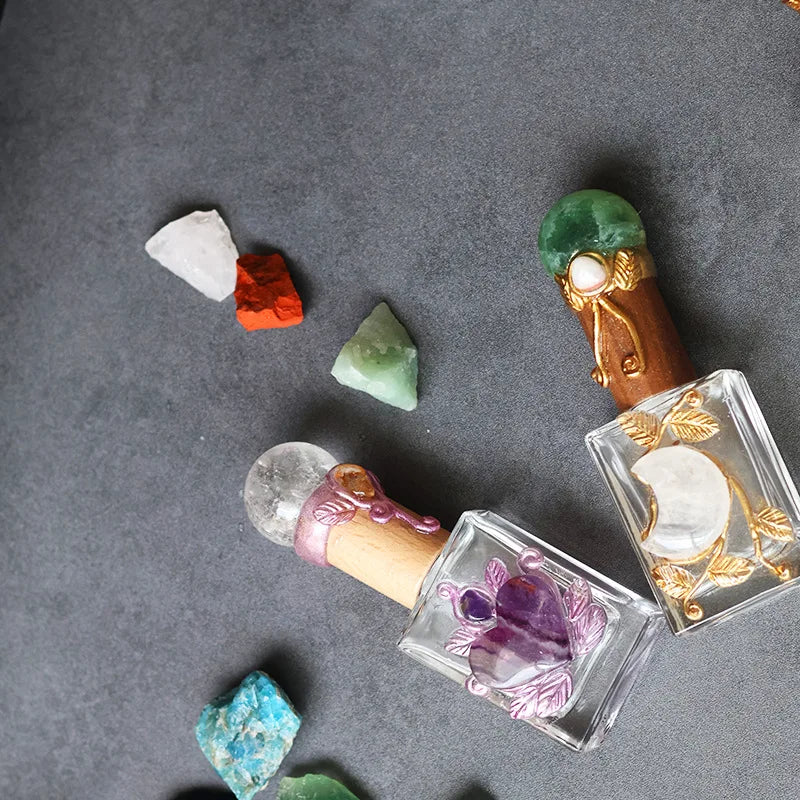 Crystal Topped Refillable Perfume Bottle | Gemstone Accents Decorative Perfume Bottle QXL