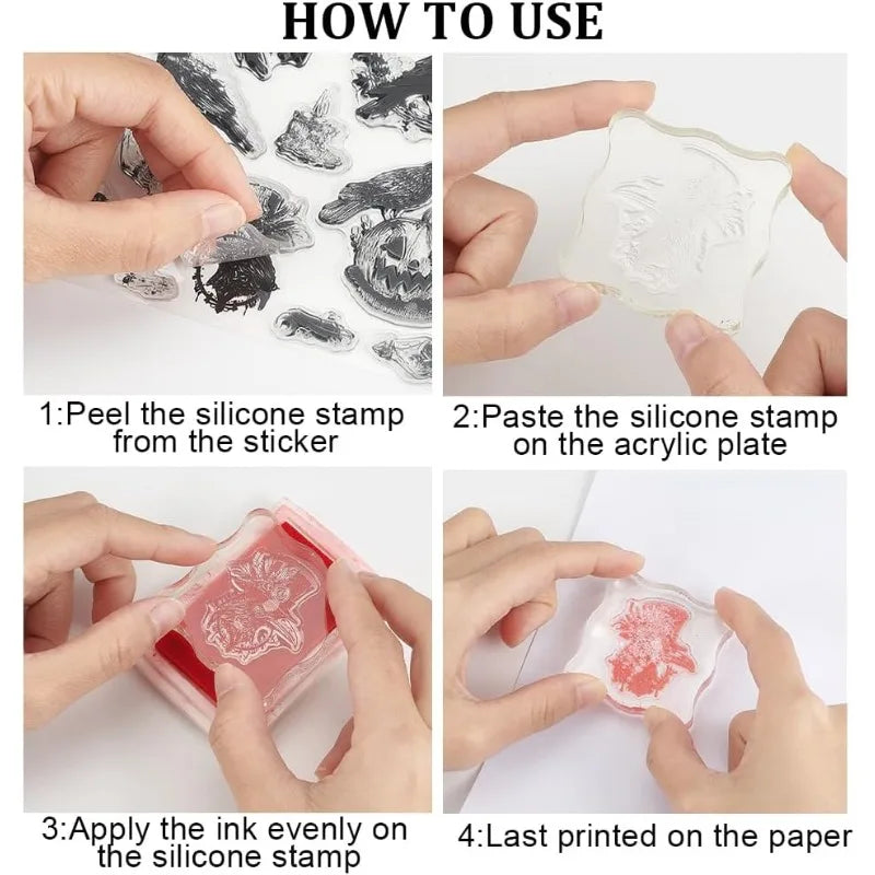Gothic Raven Clear Stamps | Crow Skull Silicone Set for Journaling Clear Stamp Set QXL
