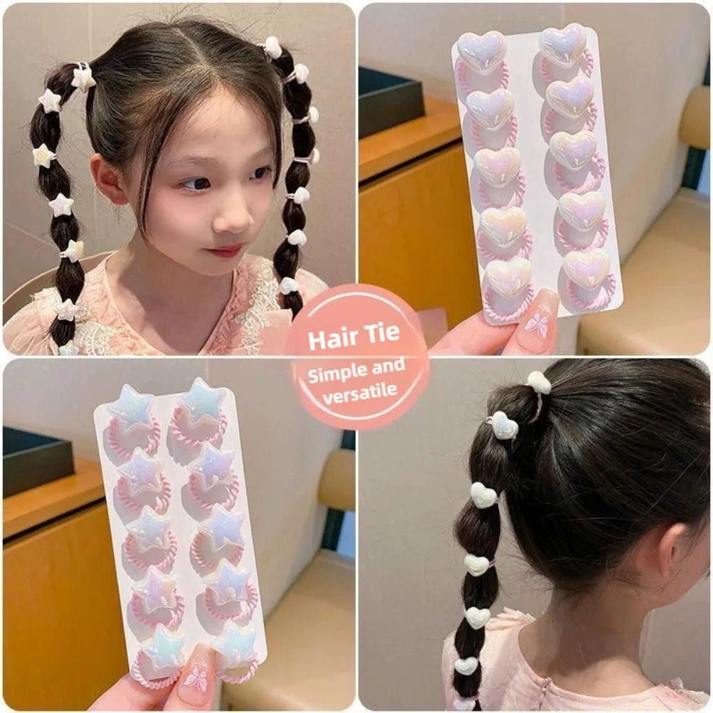 10-Pack Cute Elastic Hair Ties for Girls | Korean Ponytail Set Elastic Hair Ties QXL