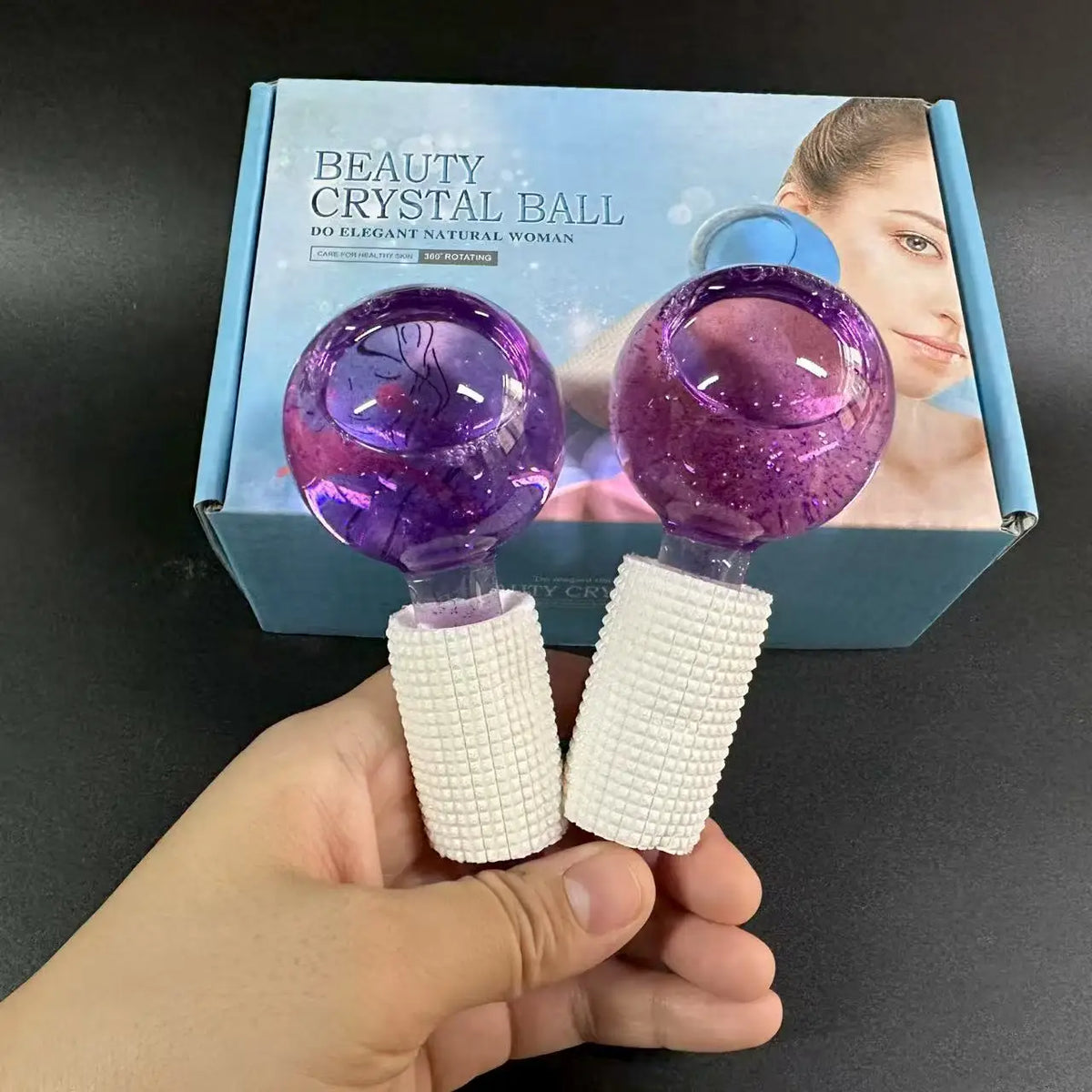 Cooling Ice Globes Crystal Ball Face & Eye Massager 2-Pack Facial Ice Globes QXL