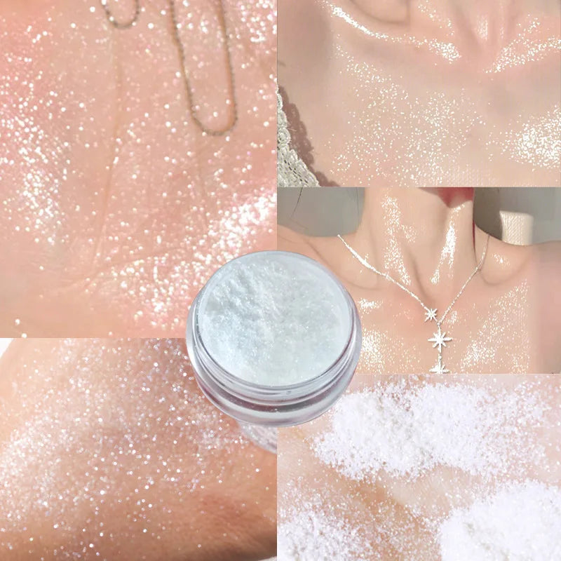 Glitter Highlighter Powder & Dual-End Brush | Shimmer Glow Shimmer Highlighter Powder QXL