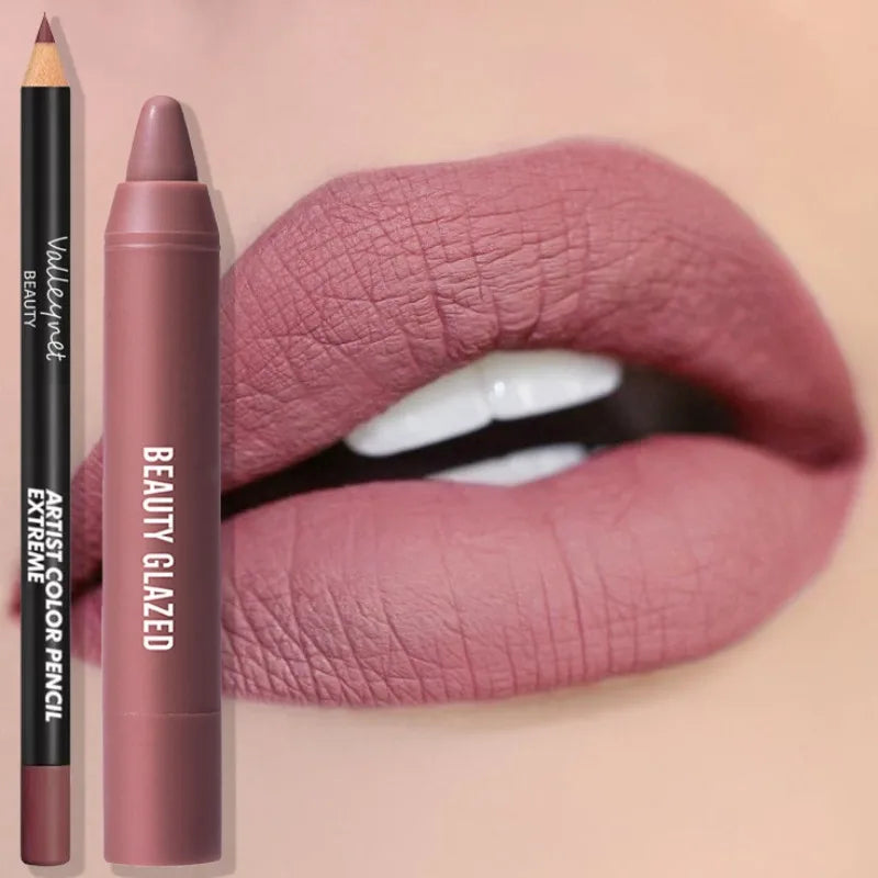 Velvet Lip Liner & Matte Lipstick Set – Waterproof Long-Lasting Lip Liner & Lipstick Set QXL