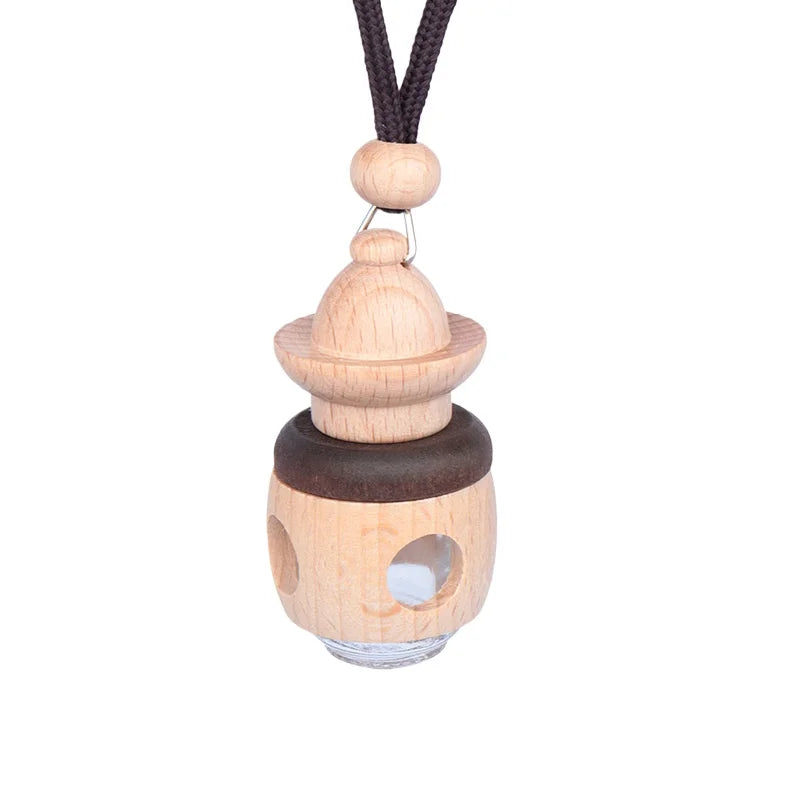 5ml Wooden Aromatherapy Car Pendant | Refillable Diffuser Bottle Aromatherapy Diffuser Pendant QXL