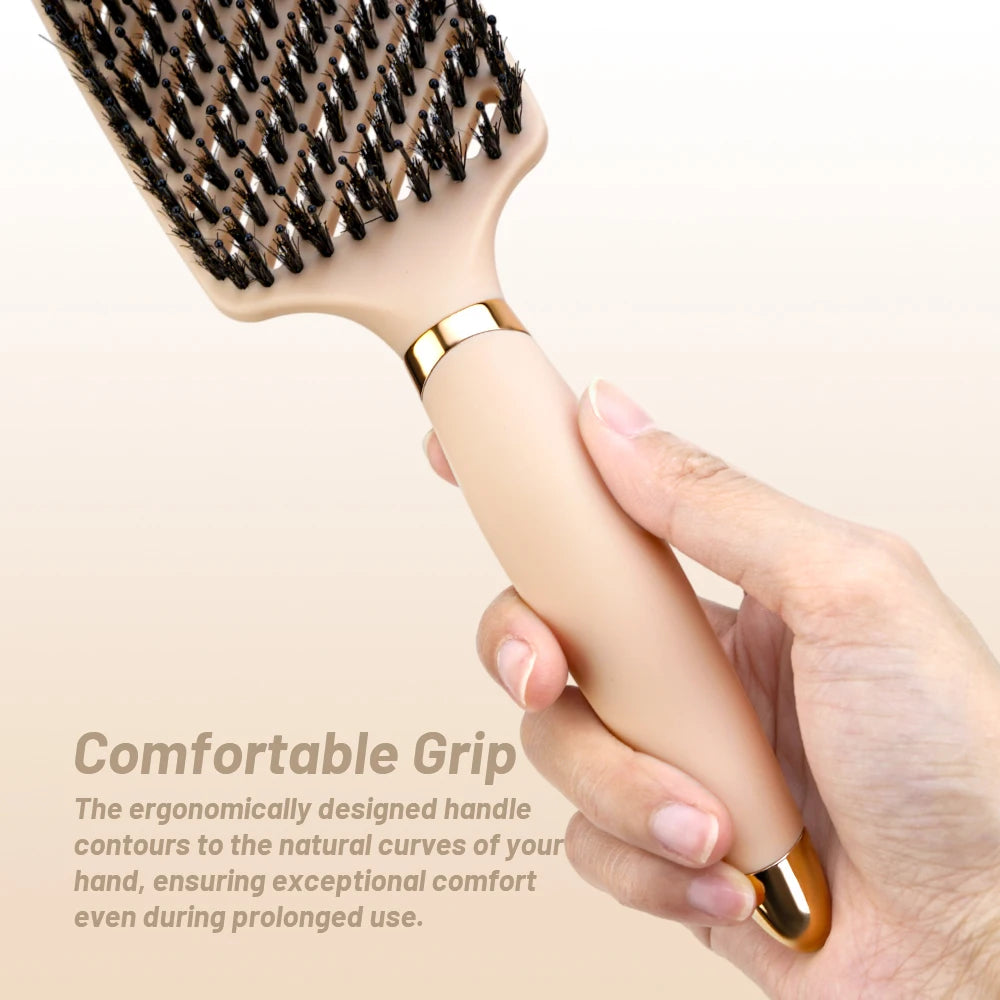 K.H.Lina Hog Bristle Air Cushion Comb | Anti-Static Wet & Dry Hair Comb QXL