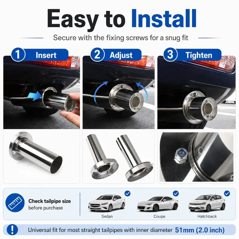 304 Stainless Steel Exhaust Silencer Insert | 2" Tailpipe Muffler Exhaust Silencer Insert QXL
