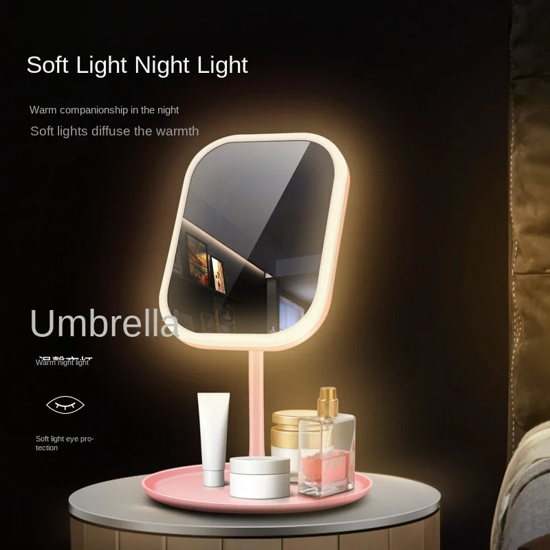 LED Vanity Mirror | 3-Color Fill Light & USB Charging Desktop LED Vanity Mirror QXL